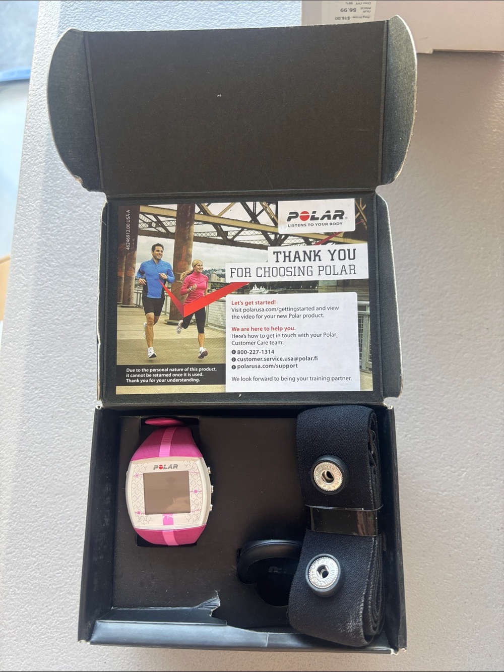 Pink Fitness Watch with Heart Rate Chest Strap